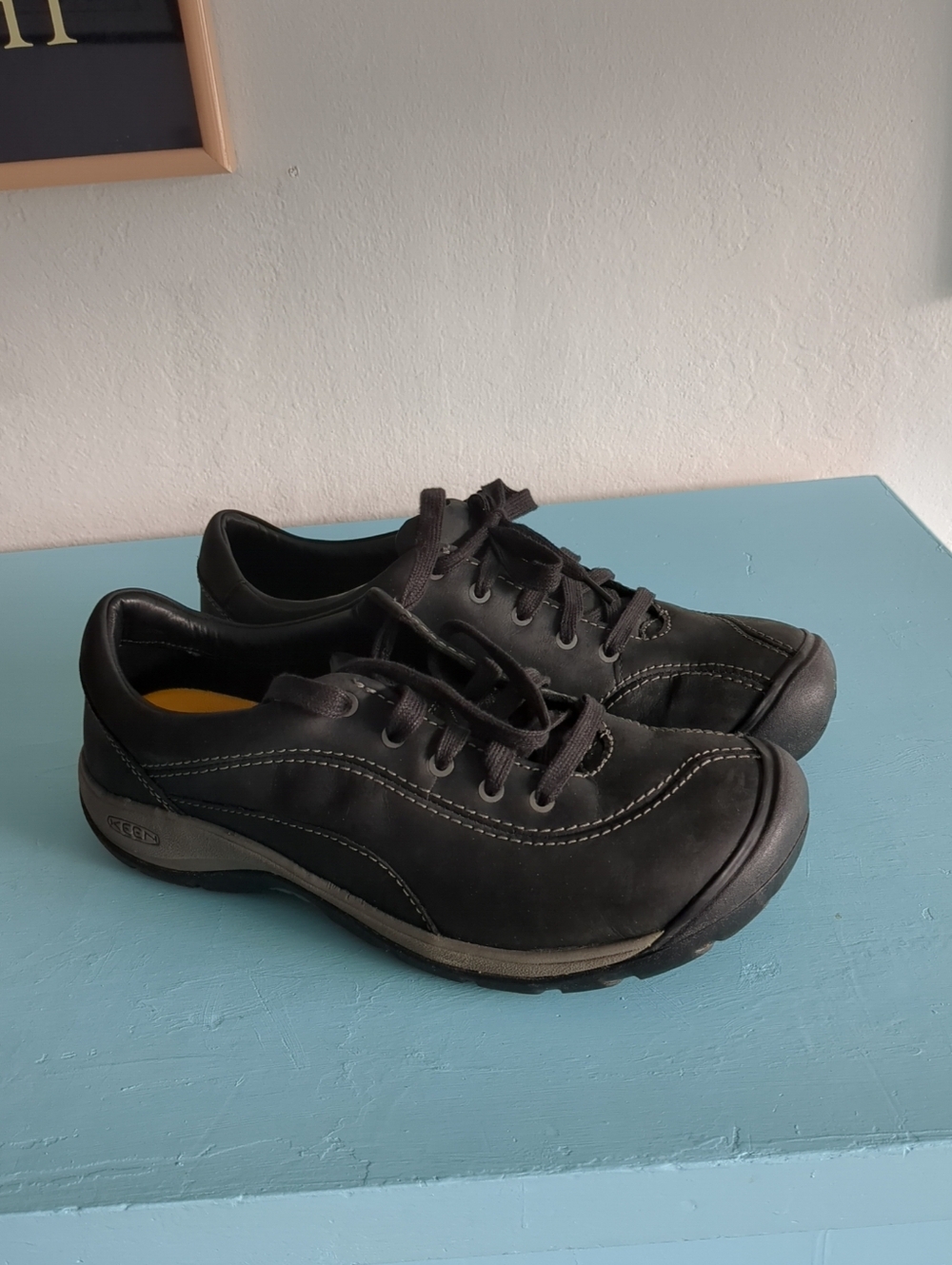 💕 KEEN Shoes Womens 11 Black Leather Presidio Comfort Hiking Lace Up Sneakers